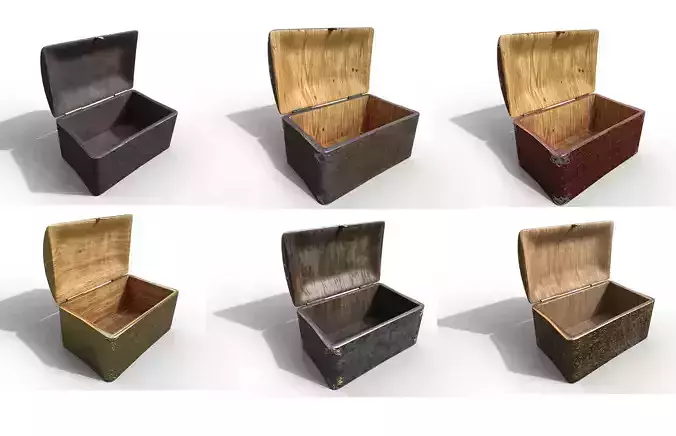 Pack 6 Chest-Storage Box 3D Model