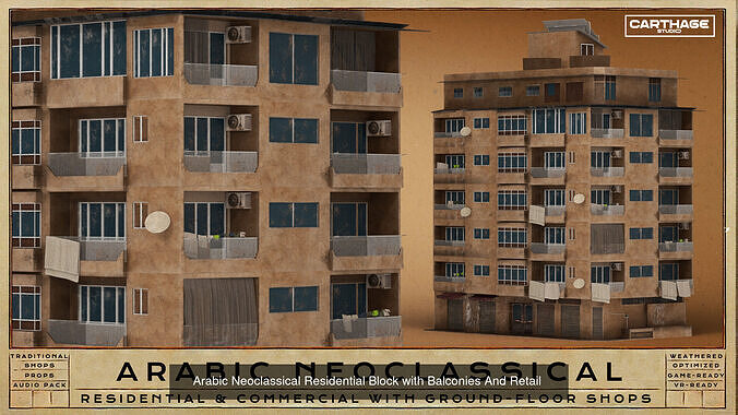 Arabic Neoclassical Urban Kit 3D Model Pack 4