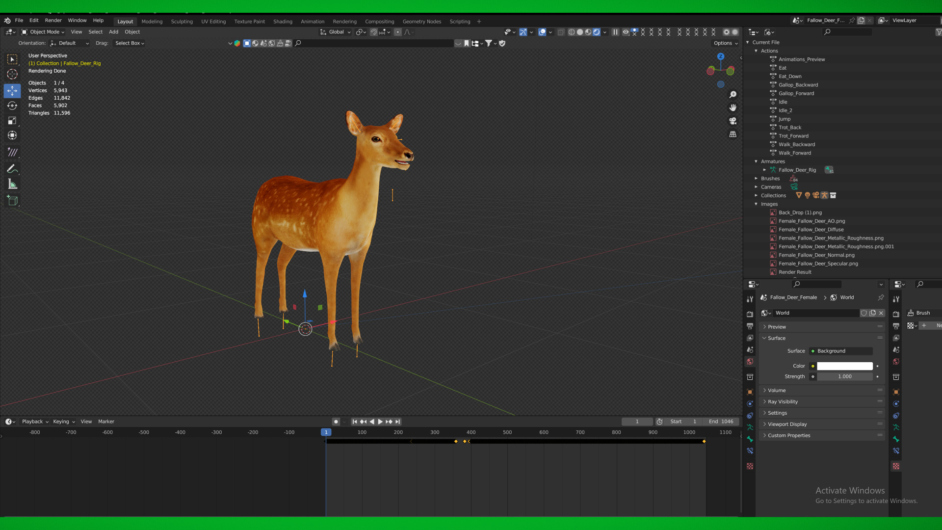 Female Fallow Deer Low-poly 3D model_3