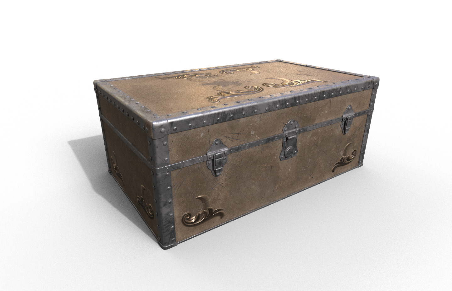Pack 4 Chest-Storage Box 3D Model Low-poly 3D model_1