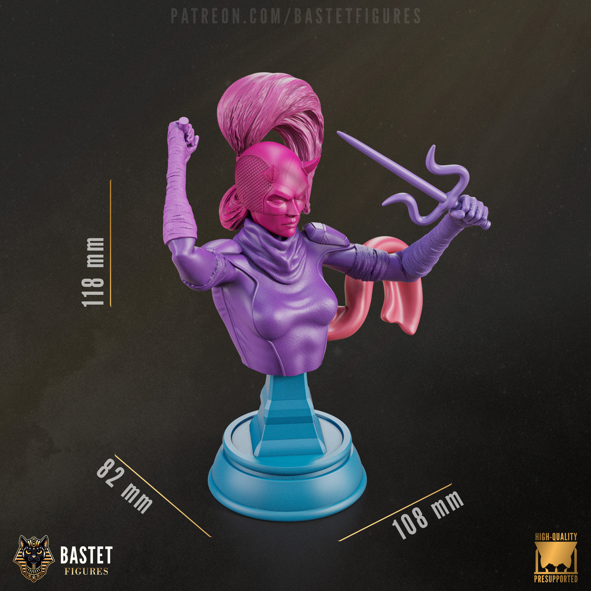 Elektra Bust I Marvel 3D print model_4