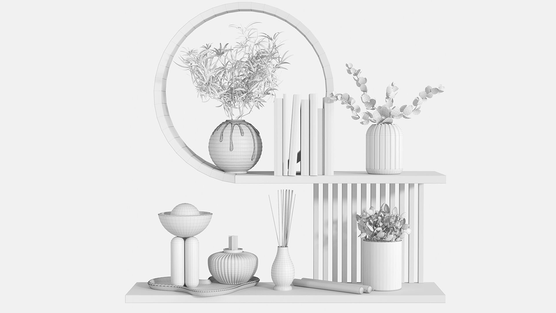 Shelf with decor 3D model_1