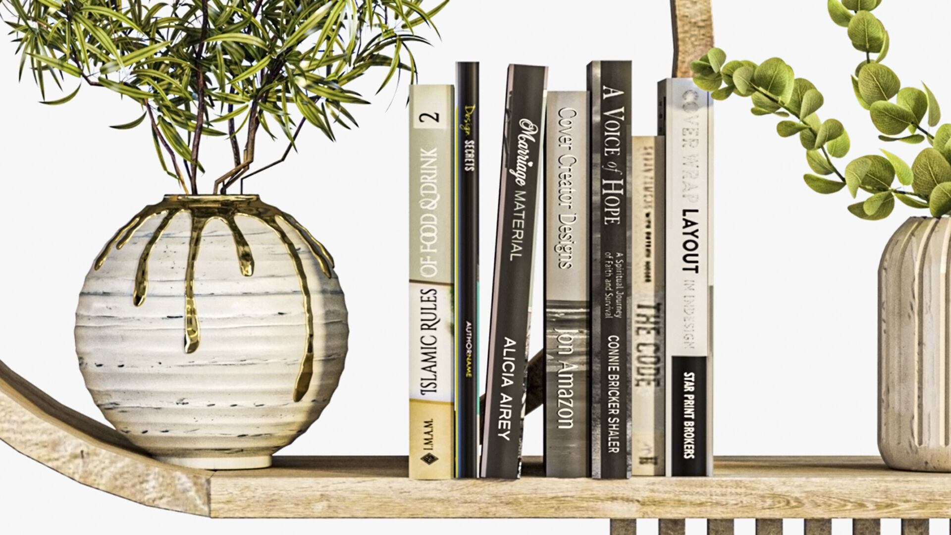 Shelf with decor 3D model_4