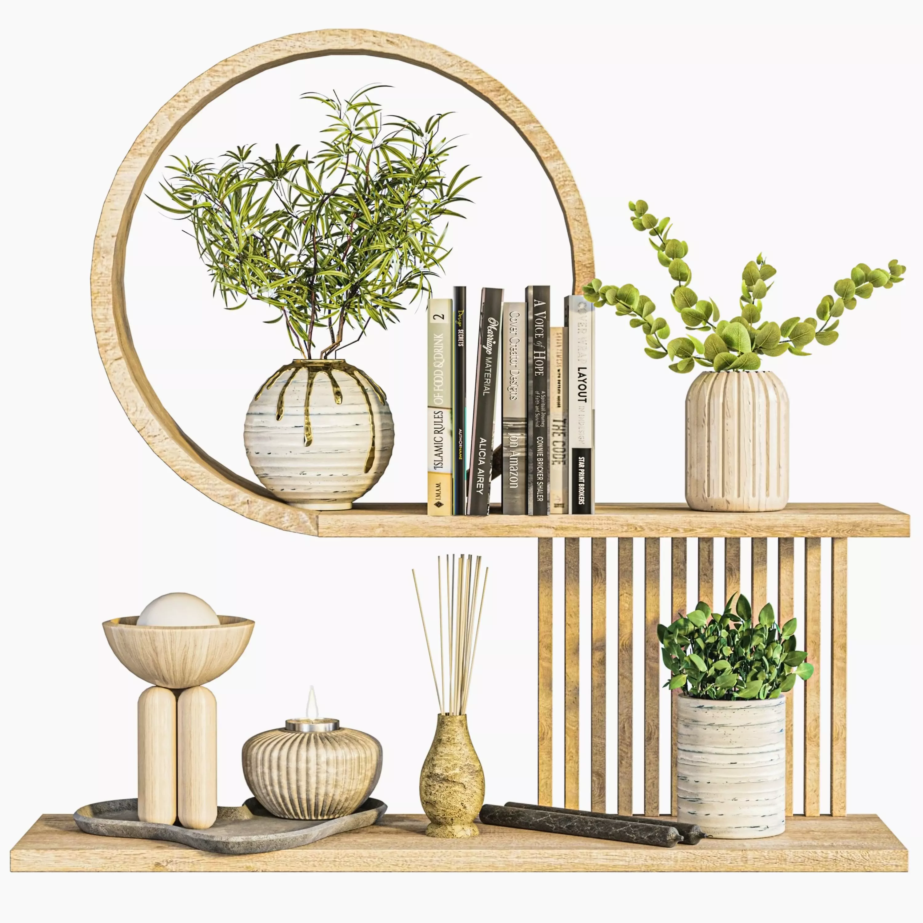 Shelf with decor 3D model_0
