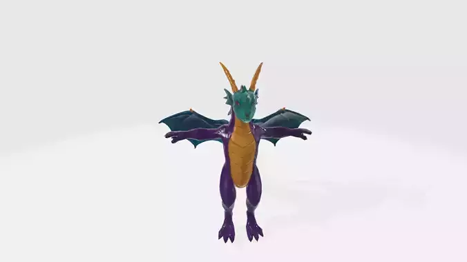 Green Dragon in T Pose Ready to Rig and Animate Games 