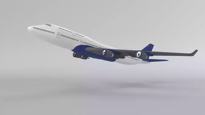 Passenger Aircraft Boeing B-747 High-Quality 3D Model  3D model