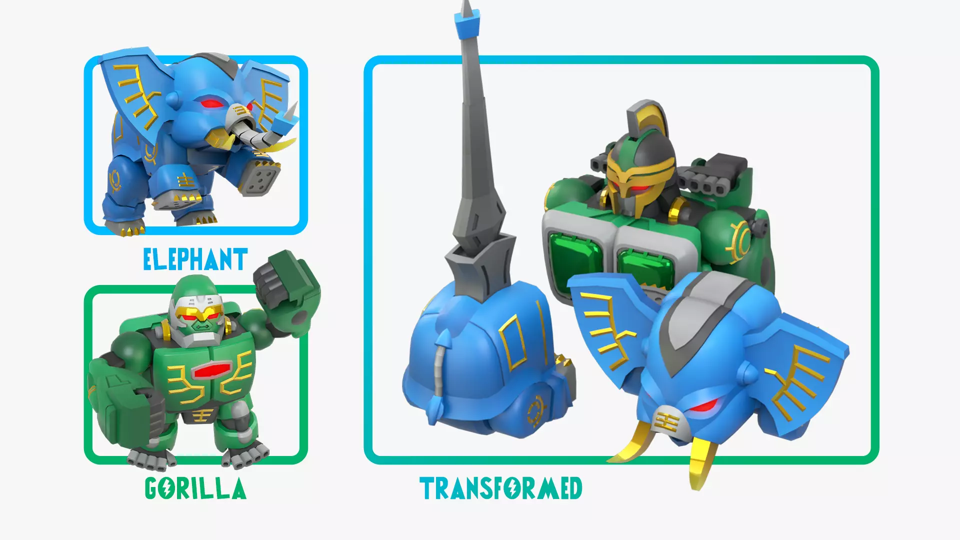 WILD ZORDS - GaoElephant - GaoKong Free low-poly 3D model