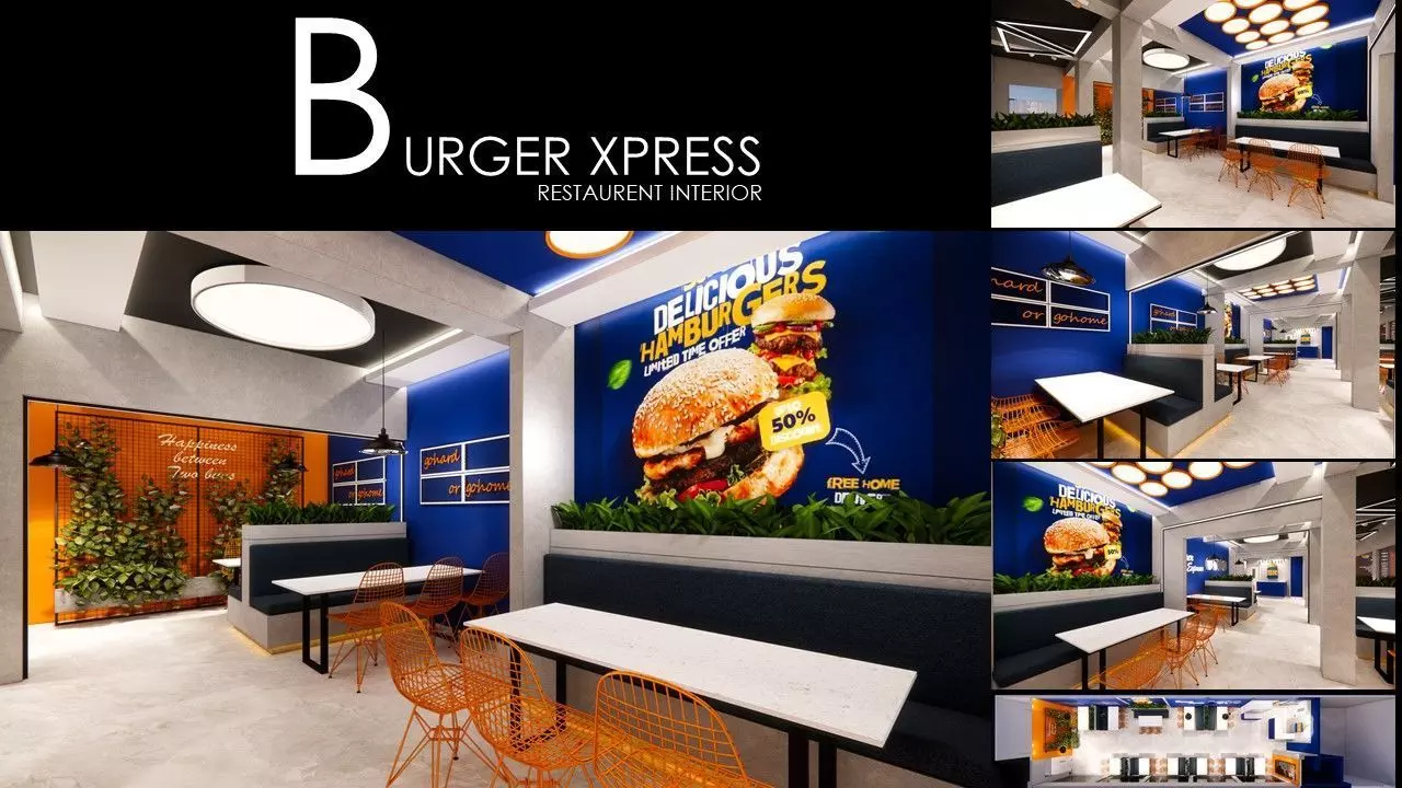 BURGER XPRESS Restaurant Interior Low-poly 3D model