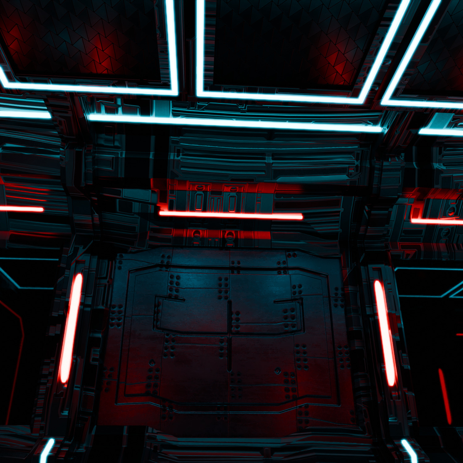 sci-fi spaceship hall Low-poly 3D model_3