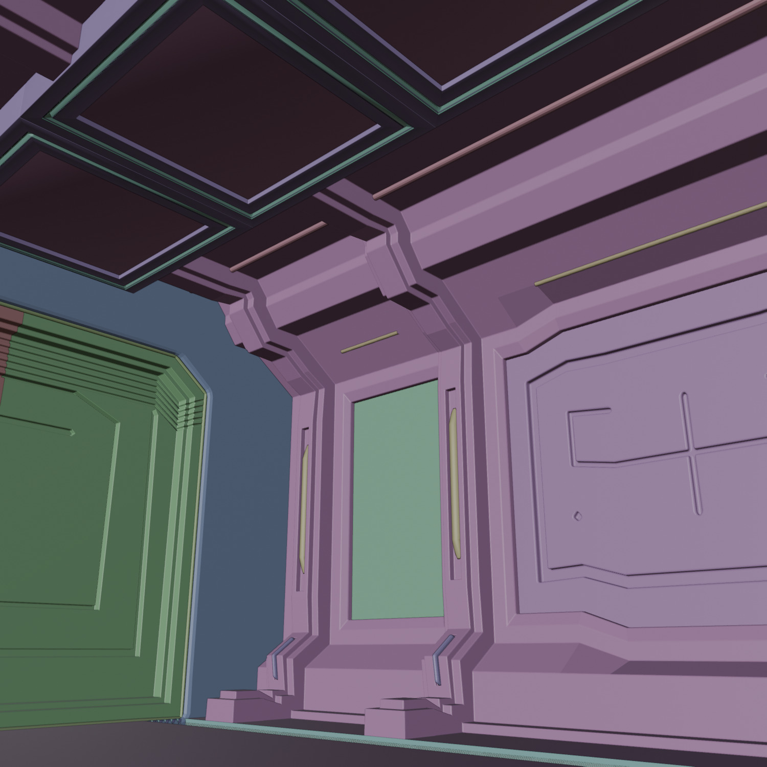 sci-fi spaceship hall Low-poly 3D model_9