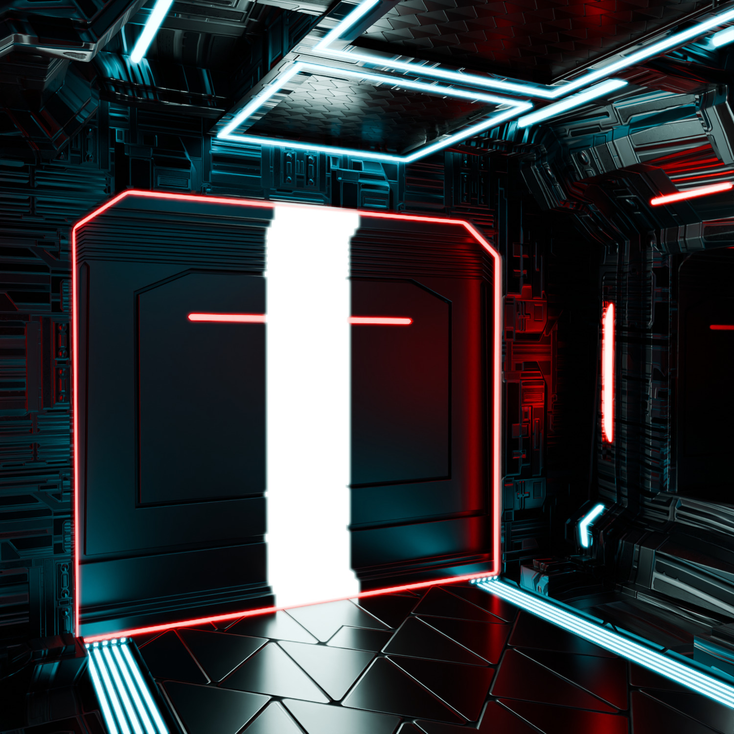 sci-fi spaceship hall Low-poly 3D model_4