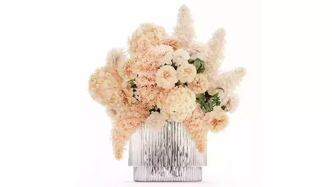 Beautiful Bouquet Hydrangea Peony Lilac Flowers glass vase 575