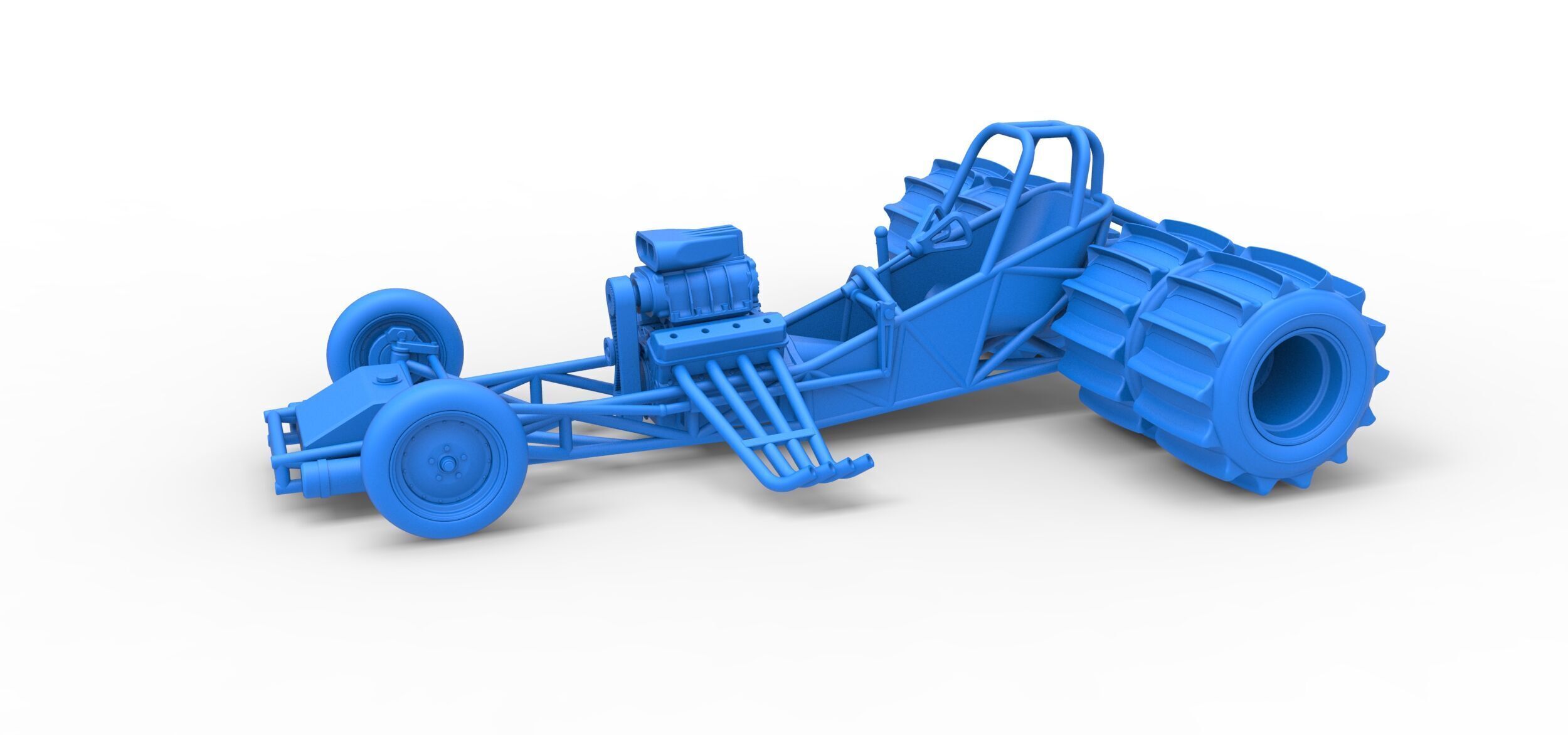 Vintage Funny Car Base for Sand drag racing Scale 1 to 25 3D print model_16