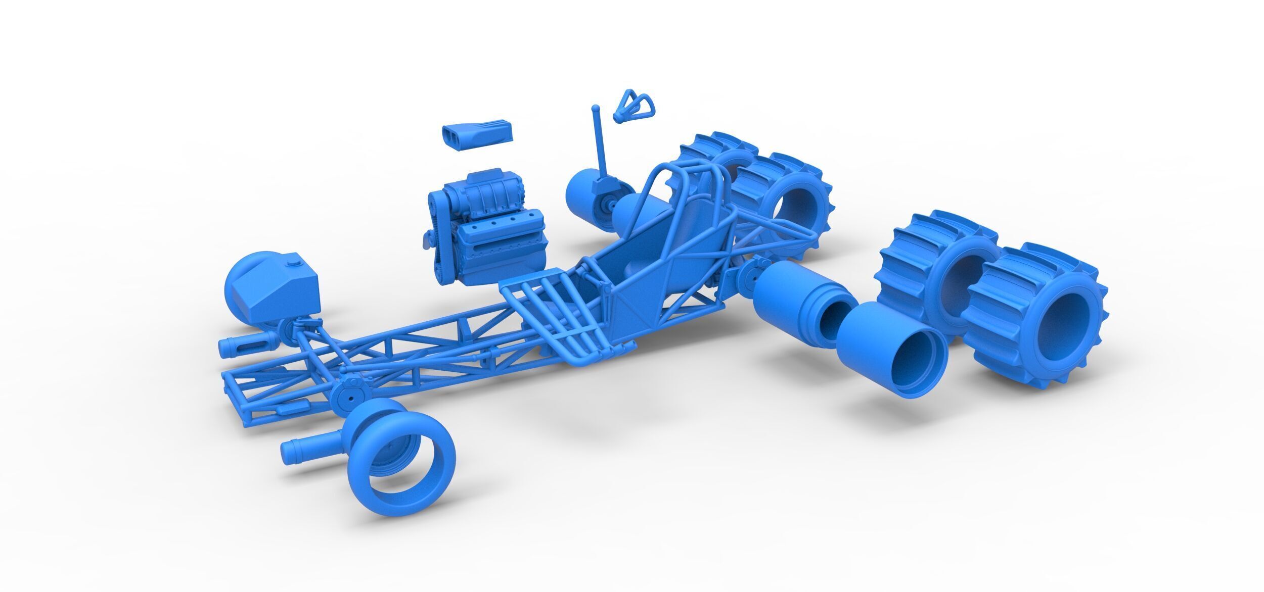 Vintage Funny Car Base for Sand drag racing Scale 1 to 25 3D print model_32