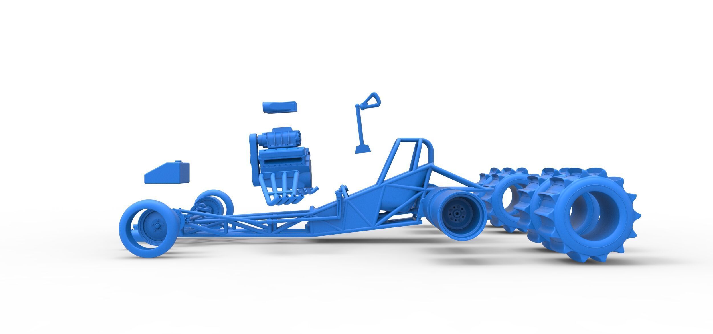 Vintage Funny Car Base for Sand drag racing Scale 1 to 25 3D print model_36