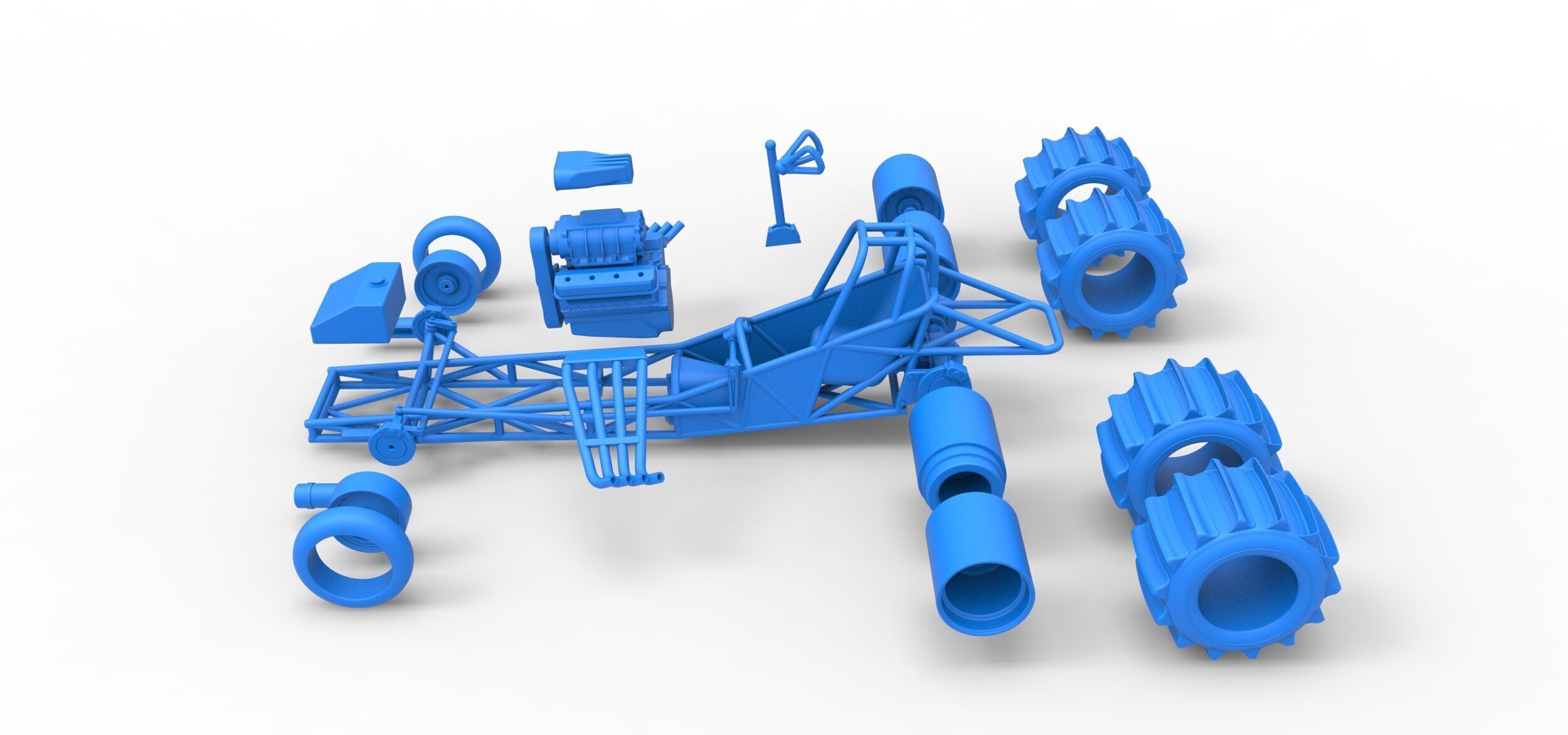 Vintage Funny Car Base for Sand drag racing Scale 1 to 25 3D print model_37