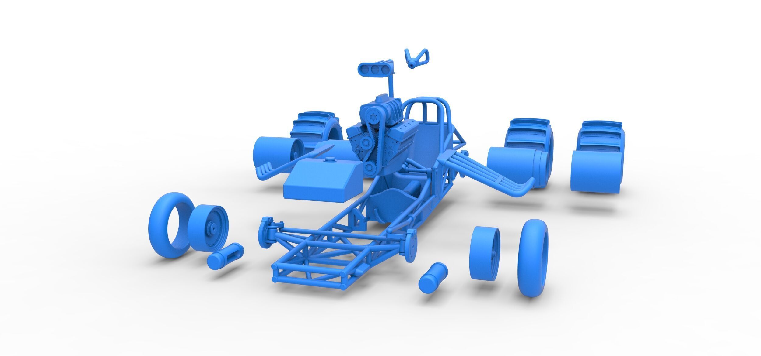 Vintage Funny Car Base for Sand drag racing Scale 1 to 25 3D print model_35