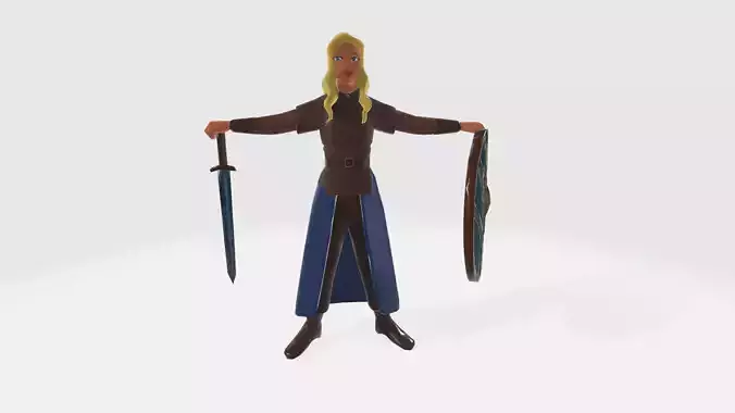Blonde Warrior Woman Ready to Rig and Animate Game