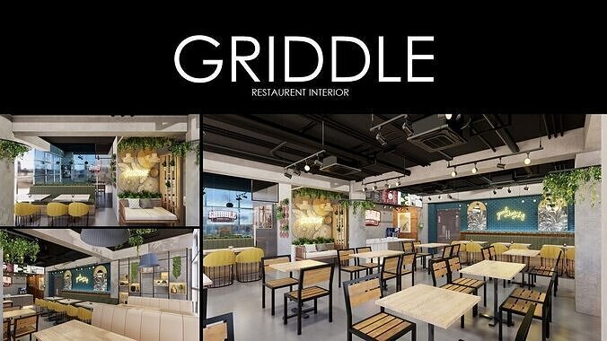 GRIDDLE Restaurant Interior  Low-poly 3D model