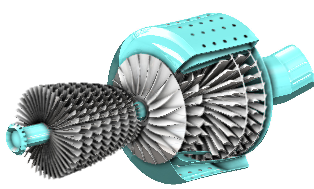 3D Jet Engine Model High Detail Gas Turbine CAD Design 3D print model_3