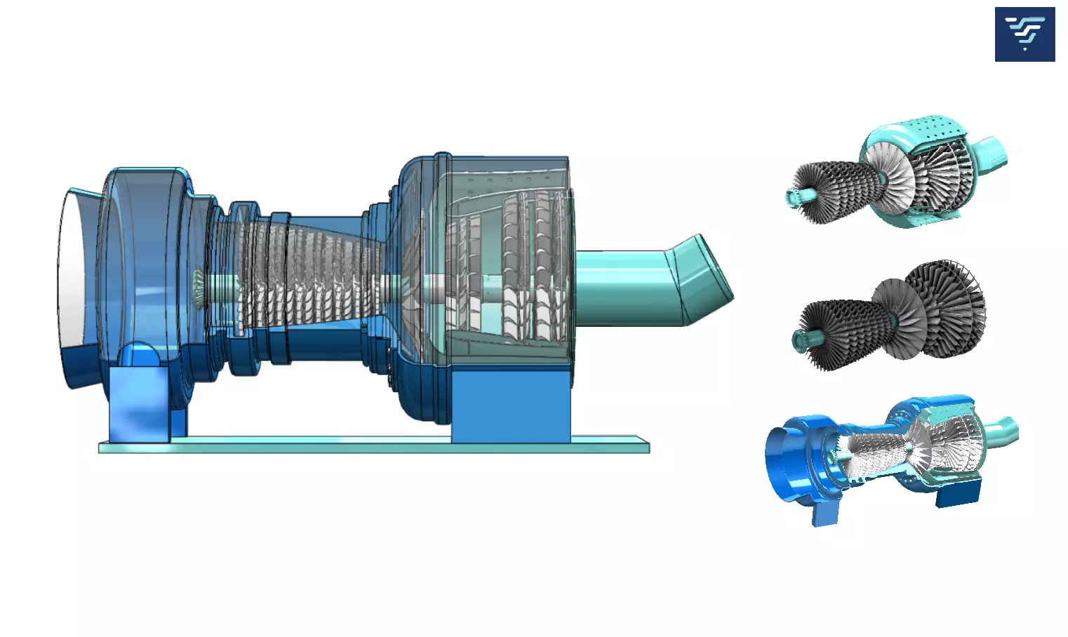 3D Jet Engine Model High Detail Gas Turbine CAD Design 3D print model_0