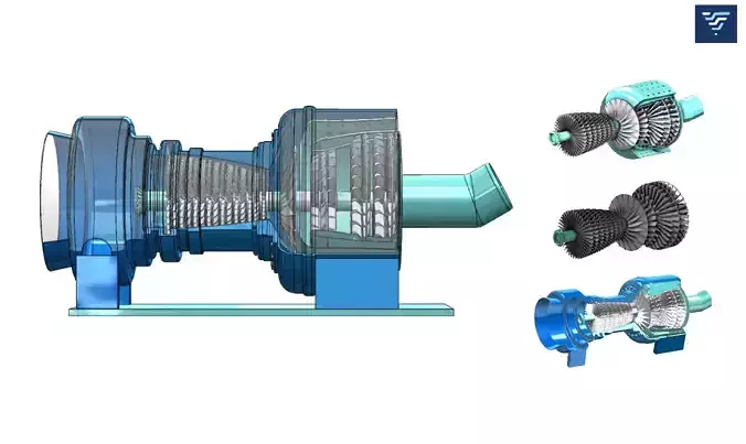 3D Jet Engine Model High Detail Gas Turbine CAD Design