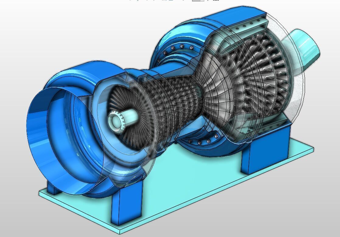 3D Jet Engine Model High Detail Gas Turbine CAD Design 3D print model_7