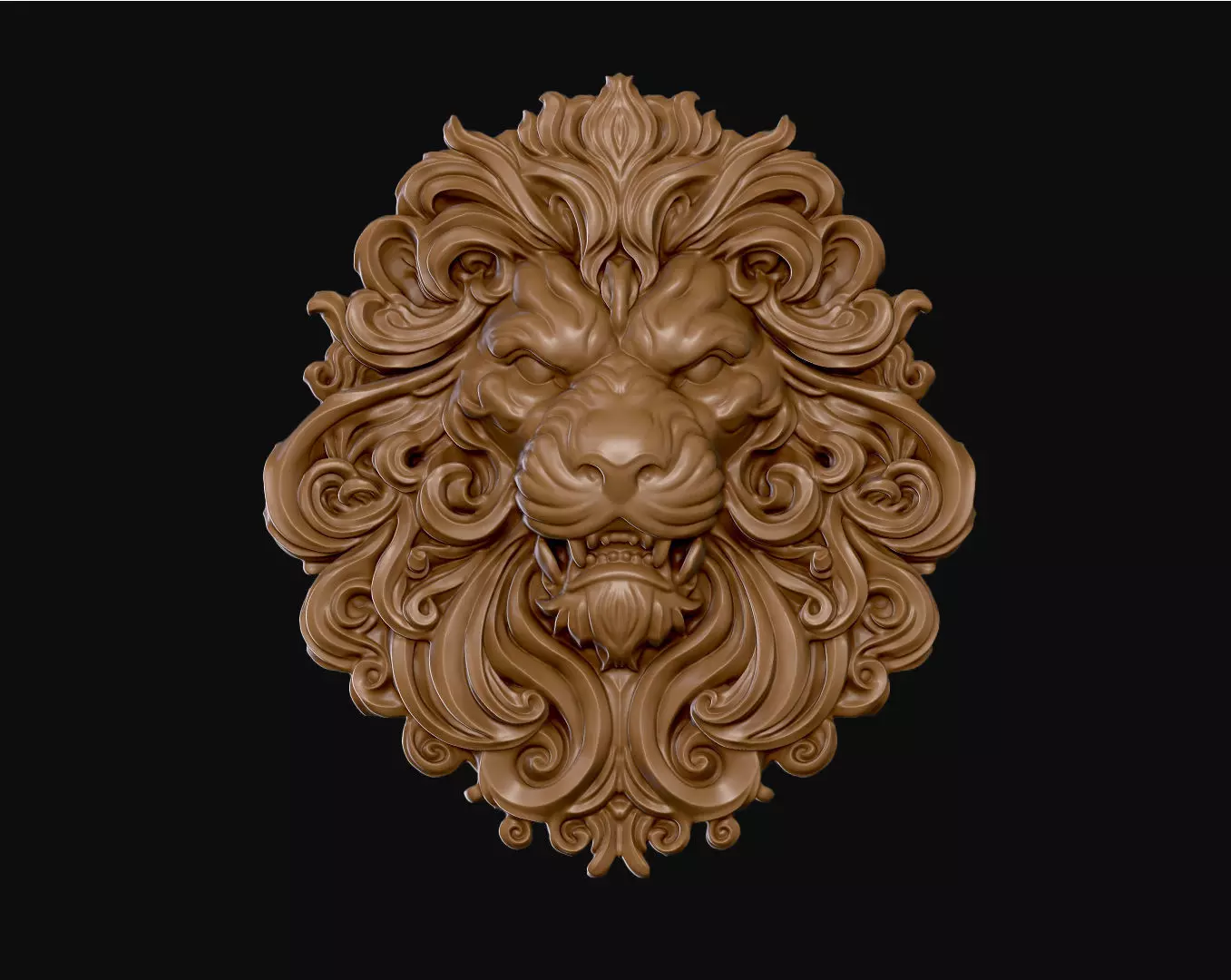 Lion Bas Relief Pendant 3D print model_0