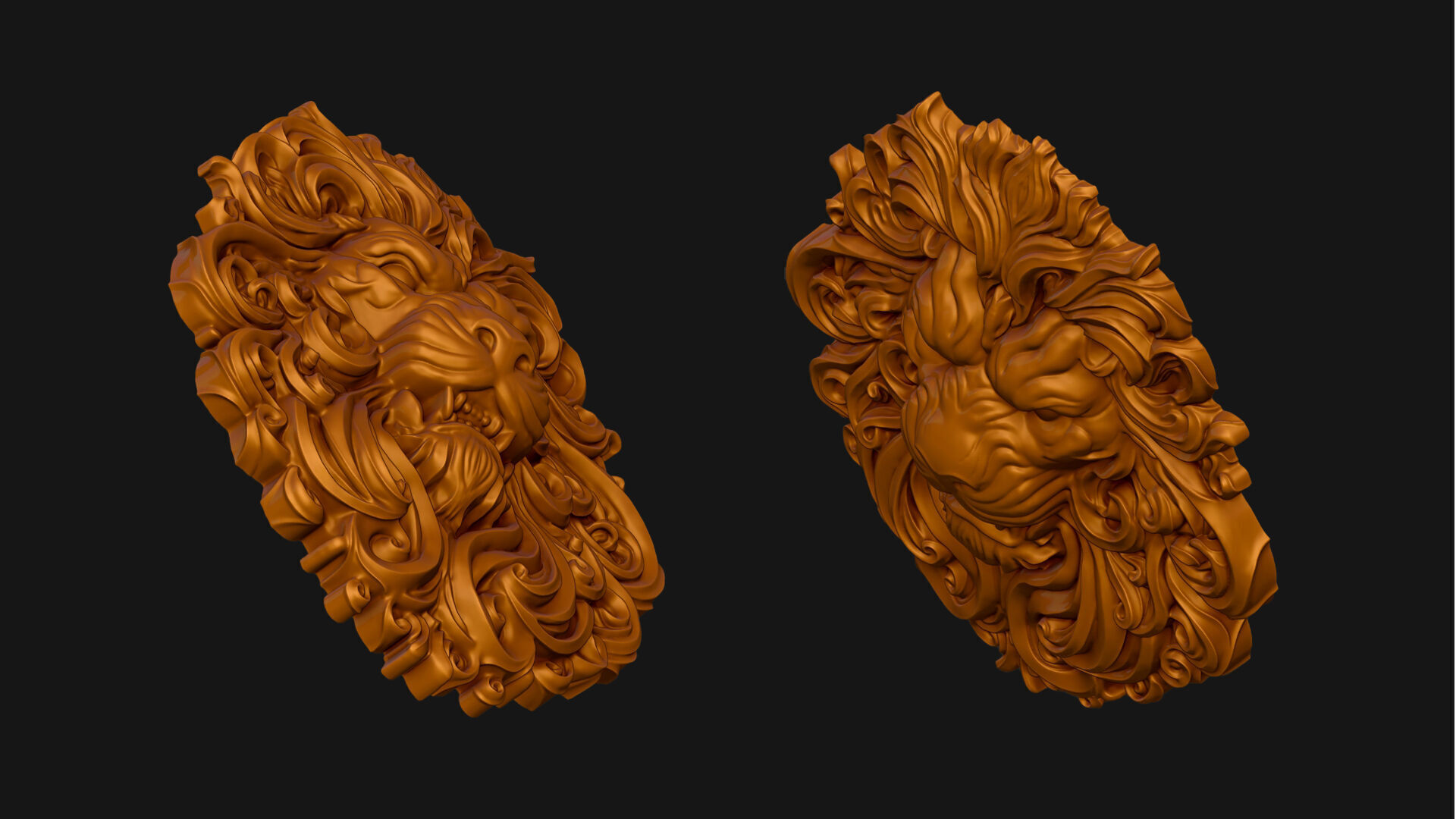 Lion Bas Relief Pendant 3D print model_6