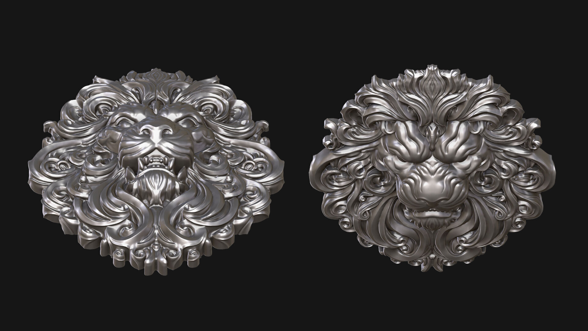 Lion Bas Relief Pendant 3D print model_7