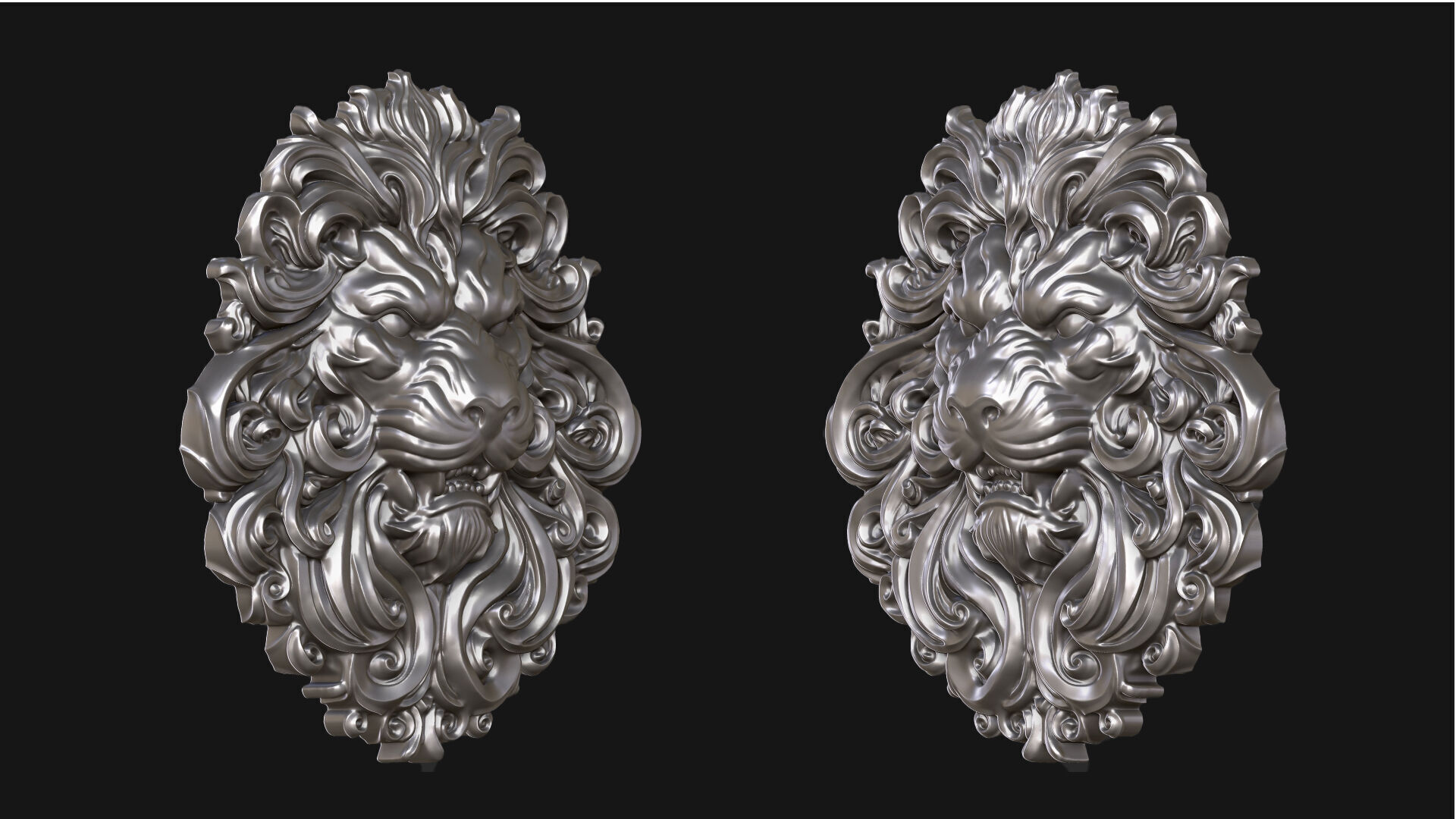 Lion Bas Relief Pendant 3D print model_5
