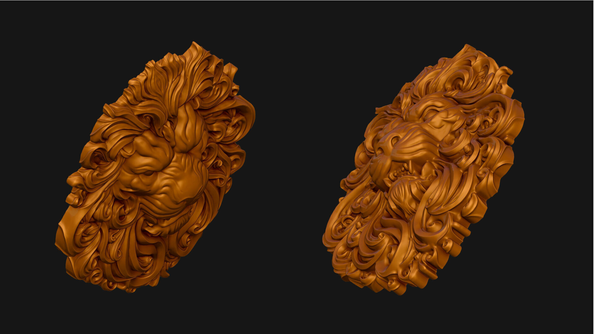 Lion Bas Relief Pendant 3D print model_2