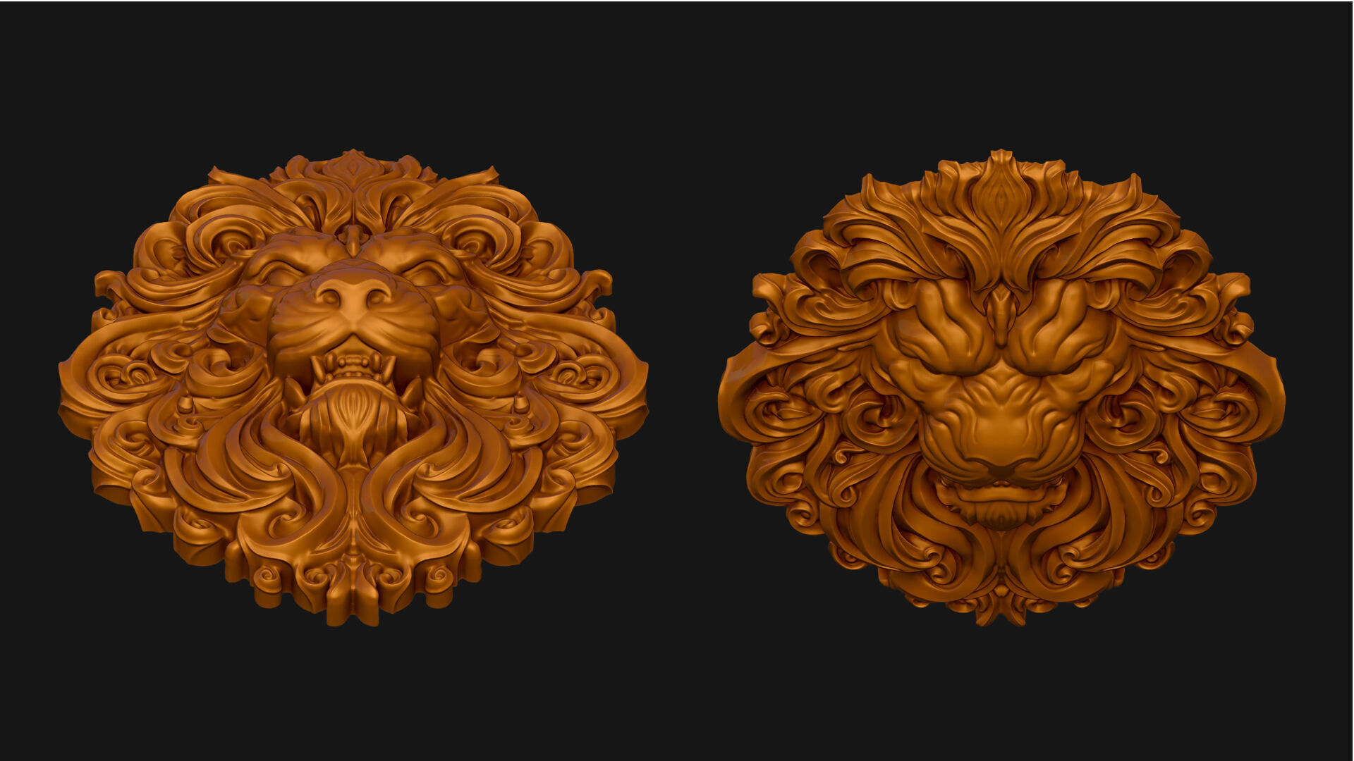 Lion Bas Relief Pendant 3D print model_12