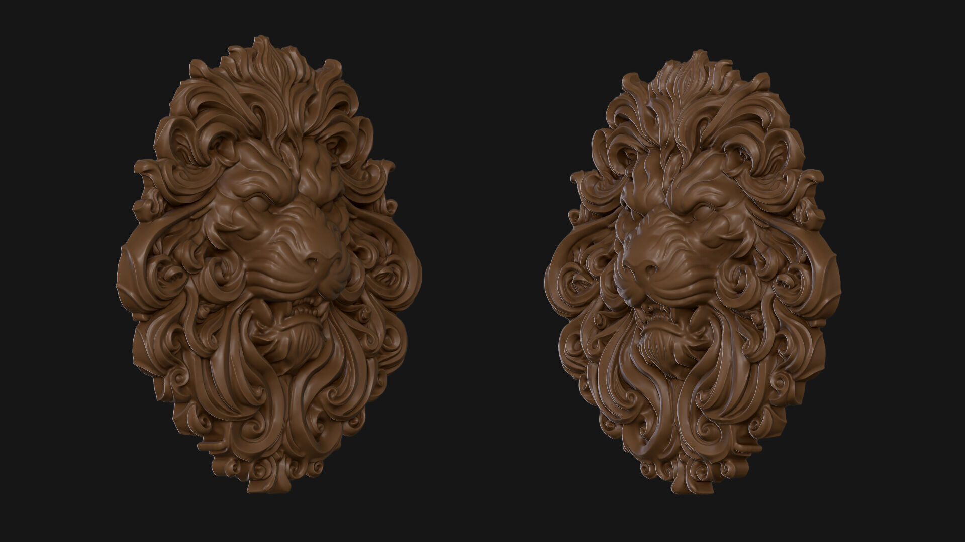 Lion Bas Relief Pendant 3D print model_3