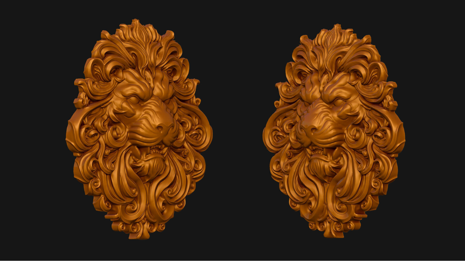 Lion Bas Relief Pendant 3D print model_4