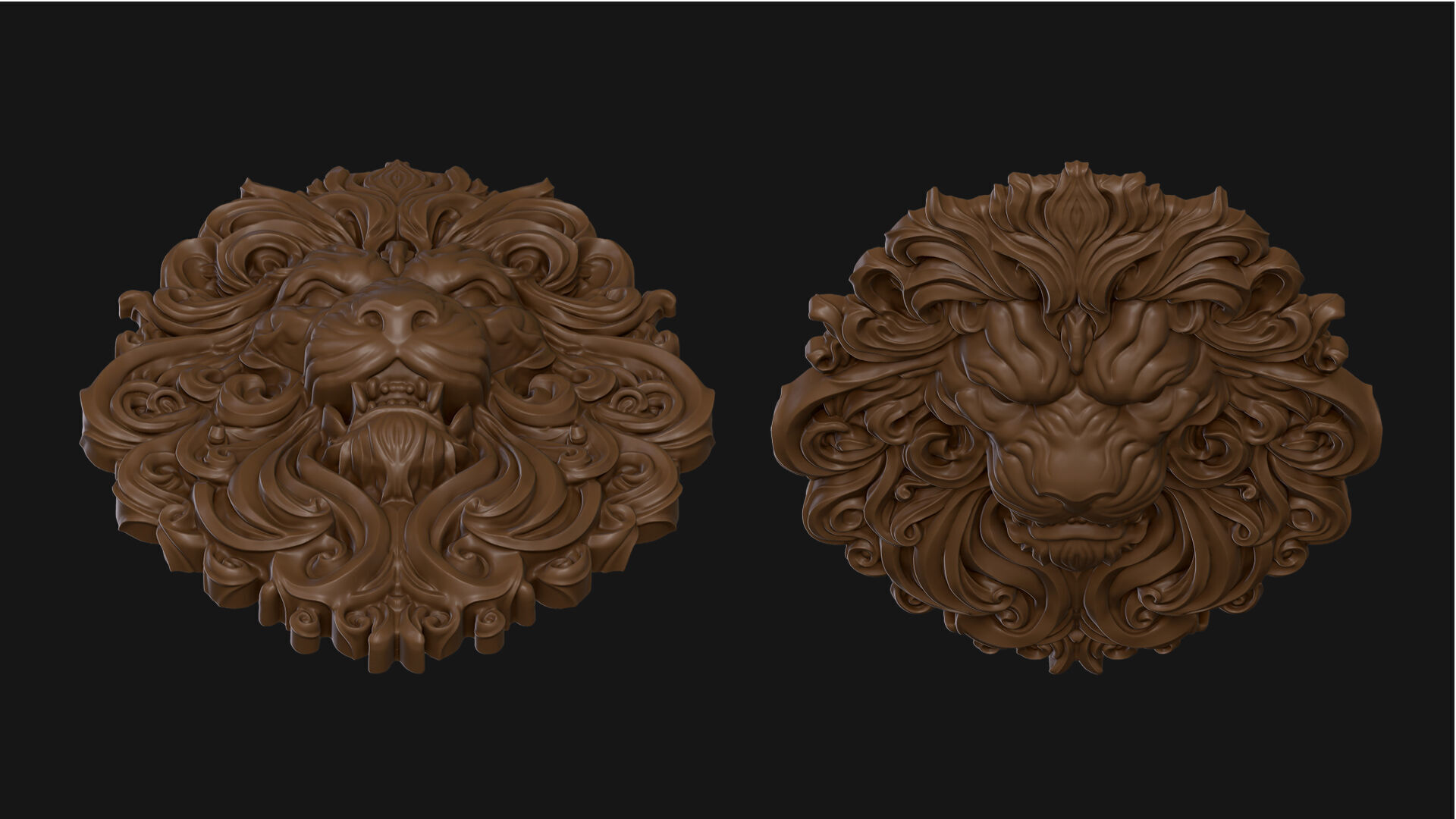Lion Bas Relief Pendant 3D print model_9