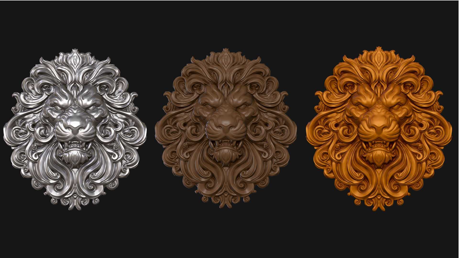 Lion Bas Relief Pendant 3D print model_1