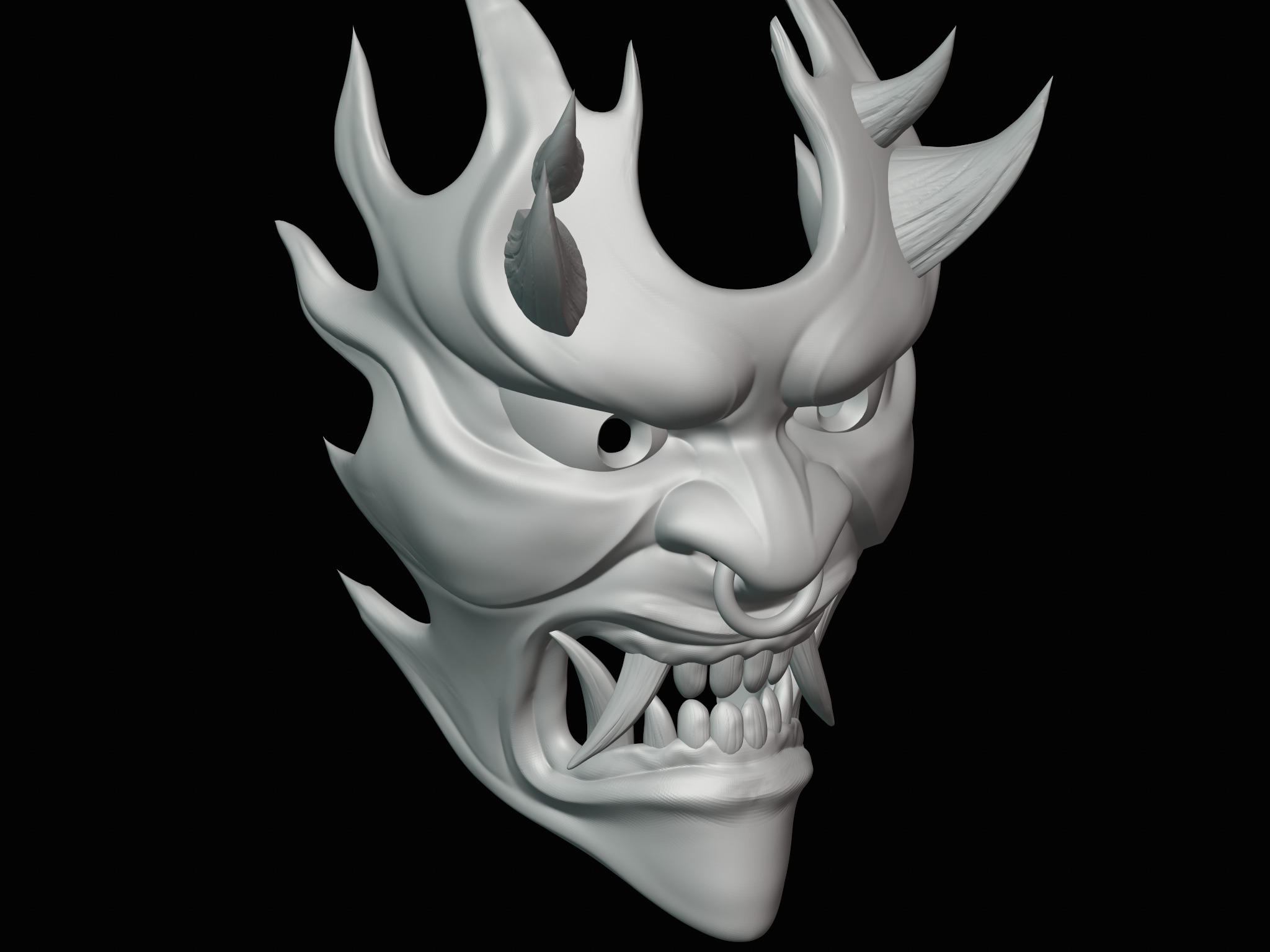 Fire demon oni mask 3D print model_17