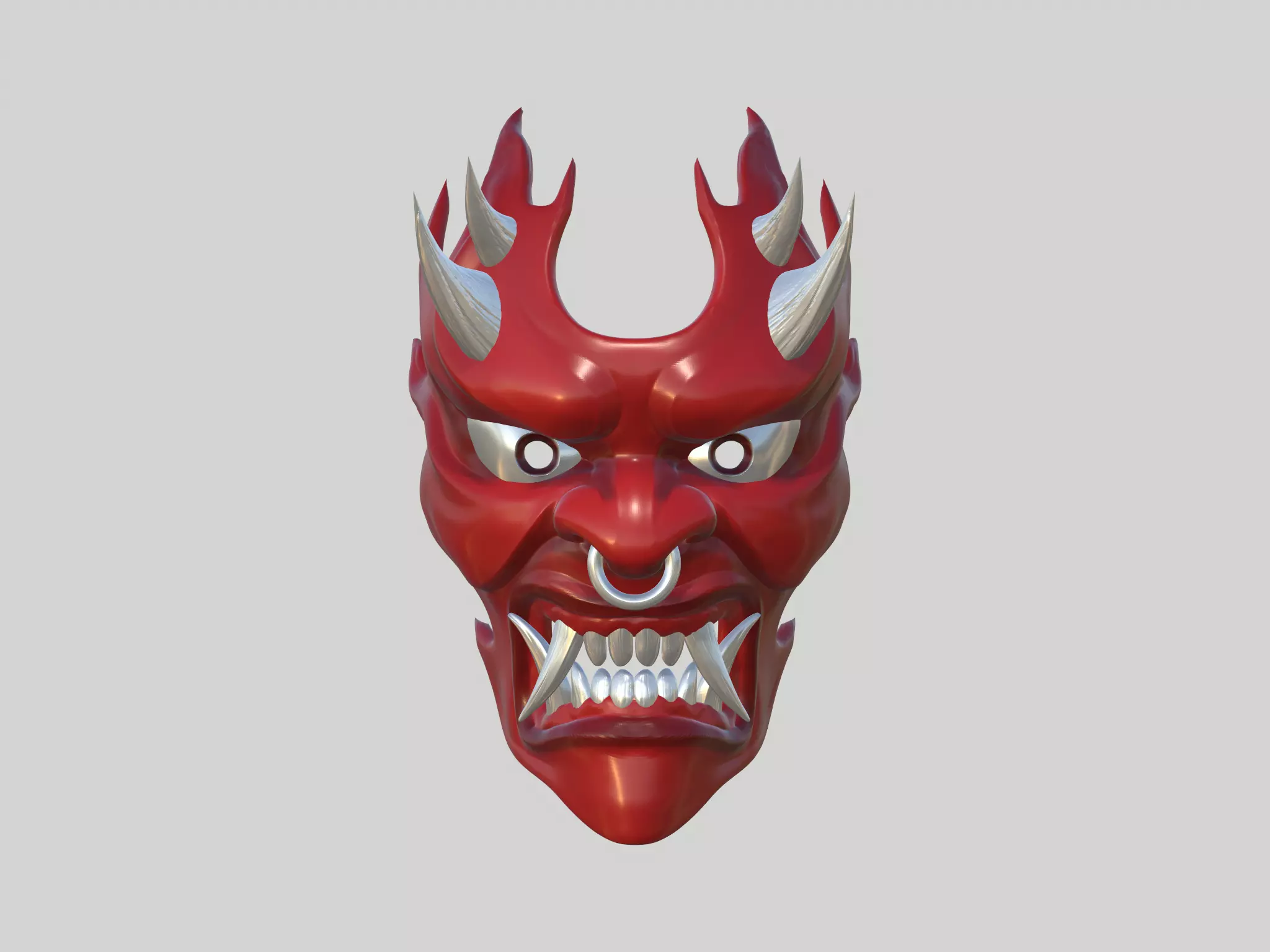 Fire demon oni mask 3D print model_0