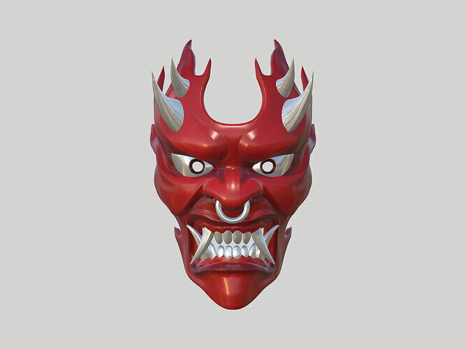 Fire demon oni mask 3D print model