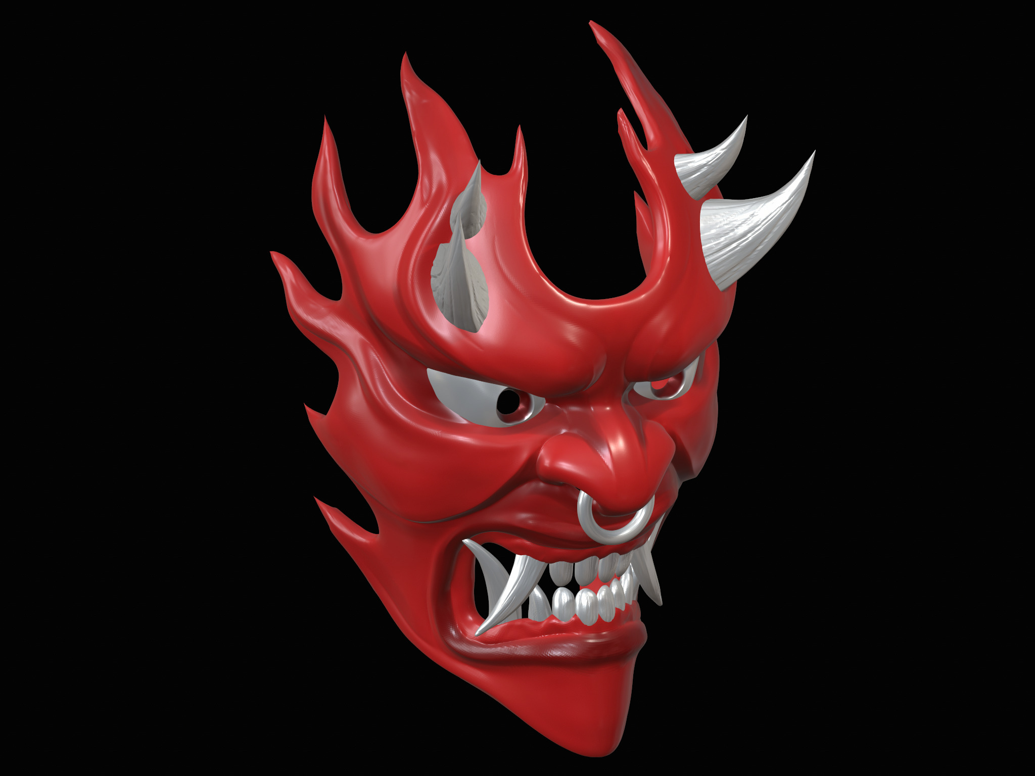 Fire demon oni mask 3D print model_18