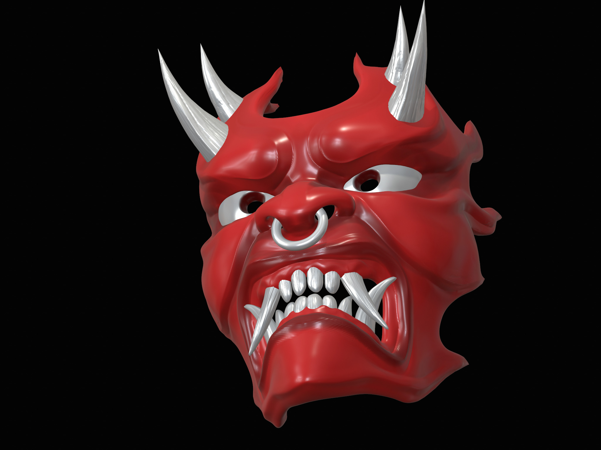 Fire demon oni mask 3D print model_20