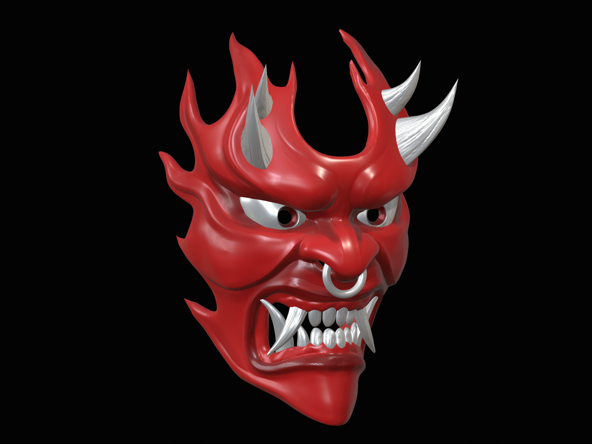 Fire demon oni mask 3D print model_10
