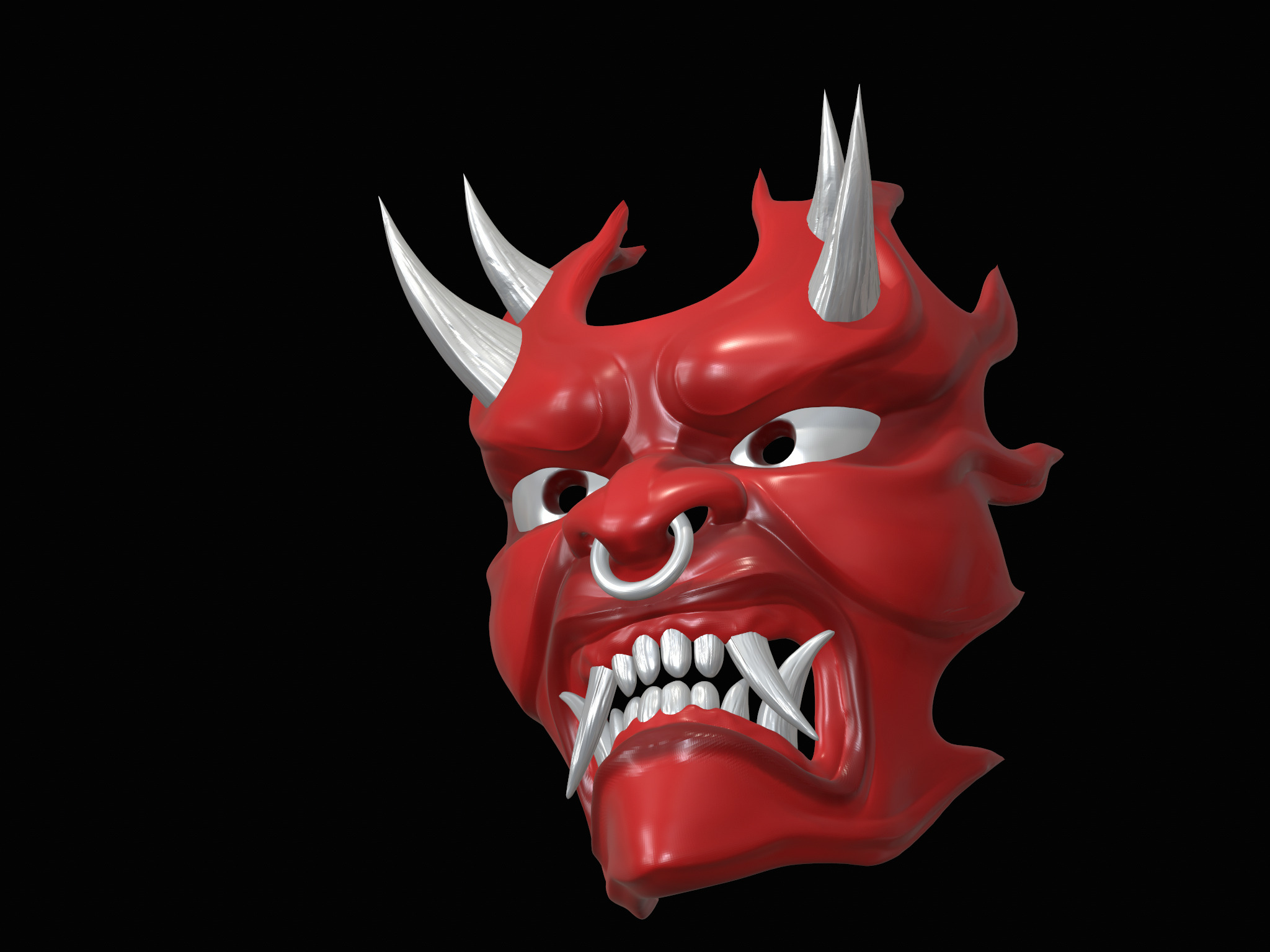 Fire demon oni mask 3D print model_19