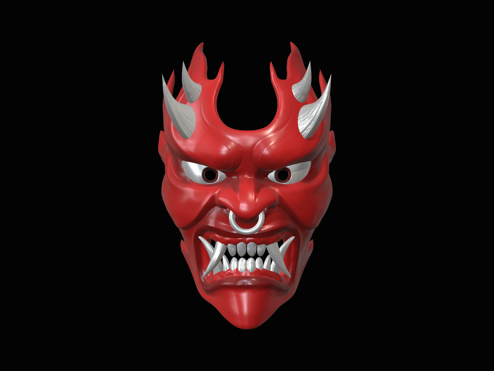 Fire demon oni mask 3D print model_21