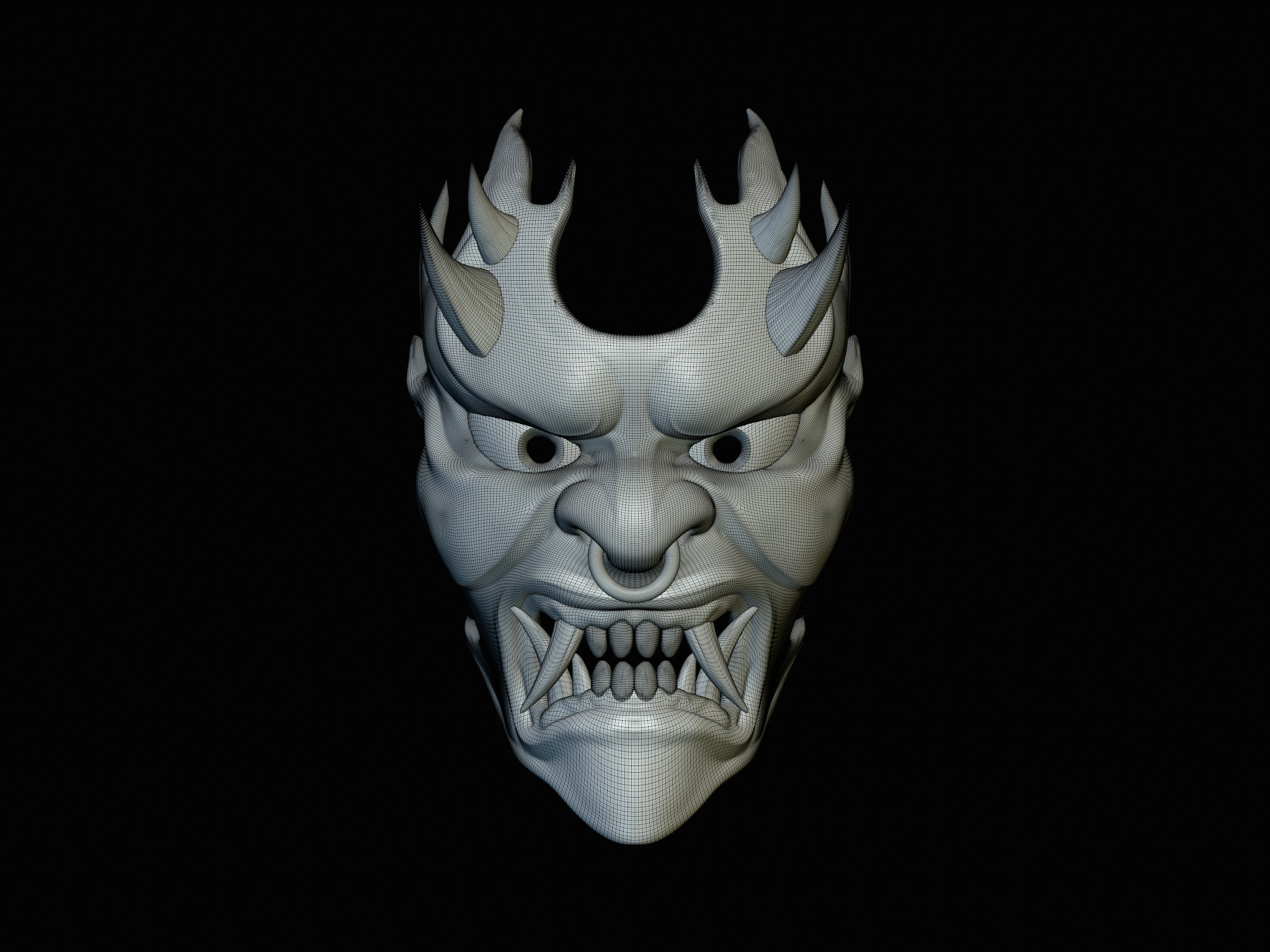 Fire demon oni mask 3D print model_22