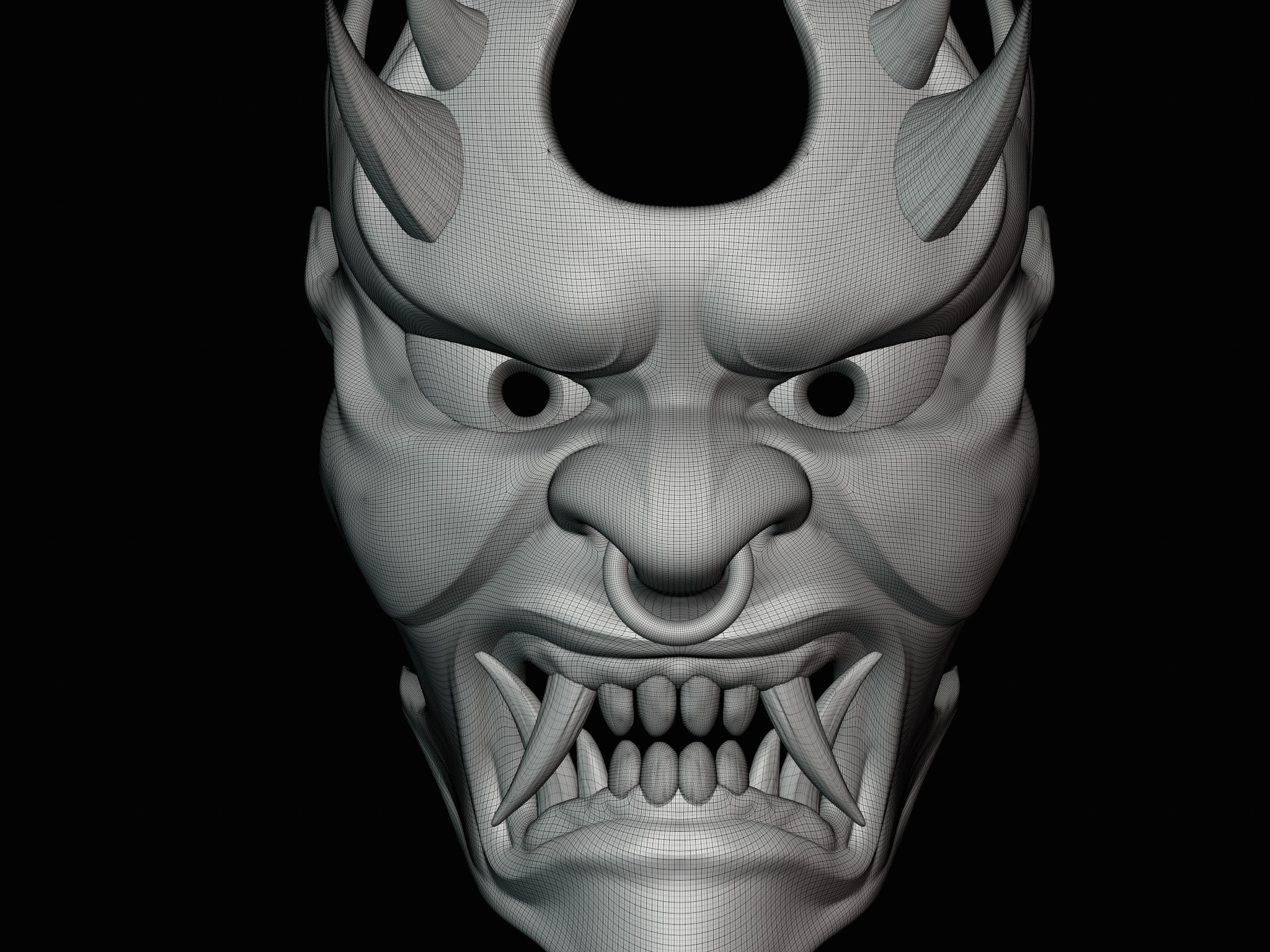 Fire demon oni mask 3D print model_14
