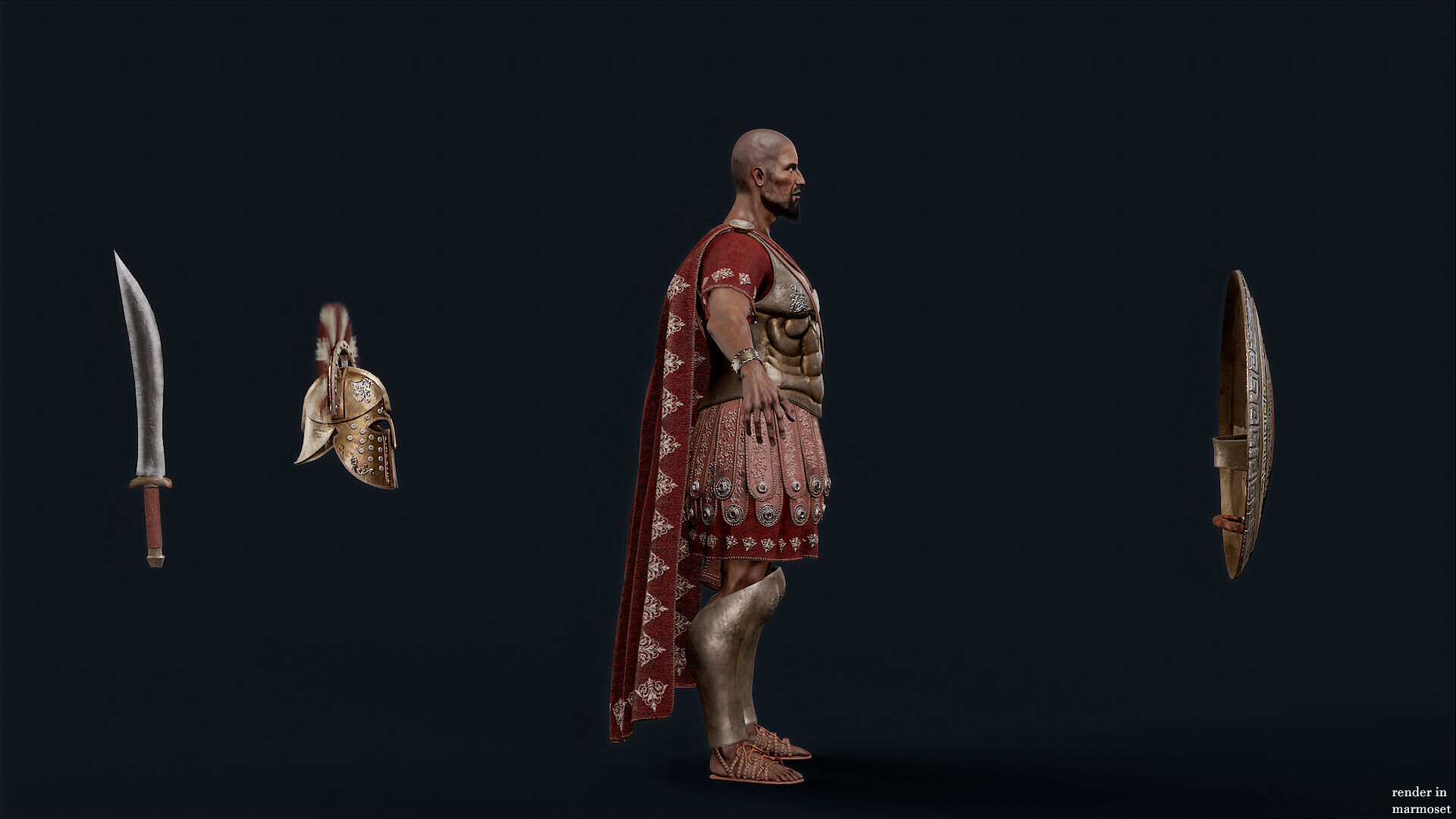 Spartan Royal Guard D Low-poly 3D model_7