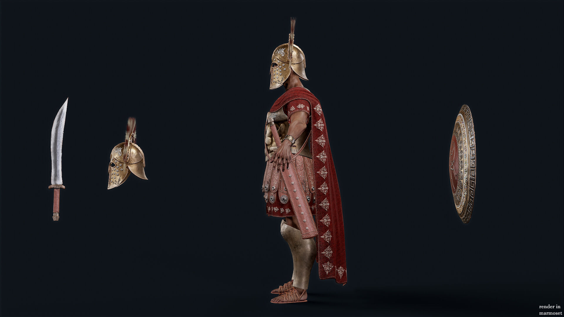 Spartan Royal Guard D Low-poly 3D model_9
