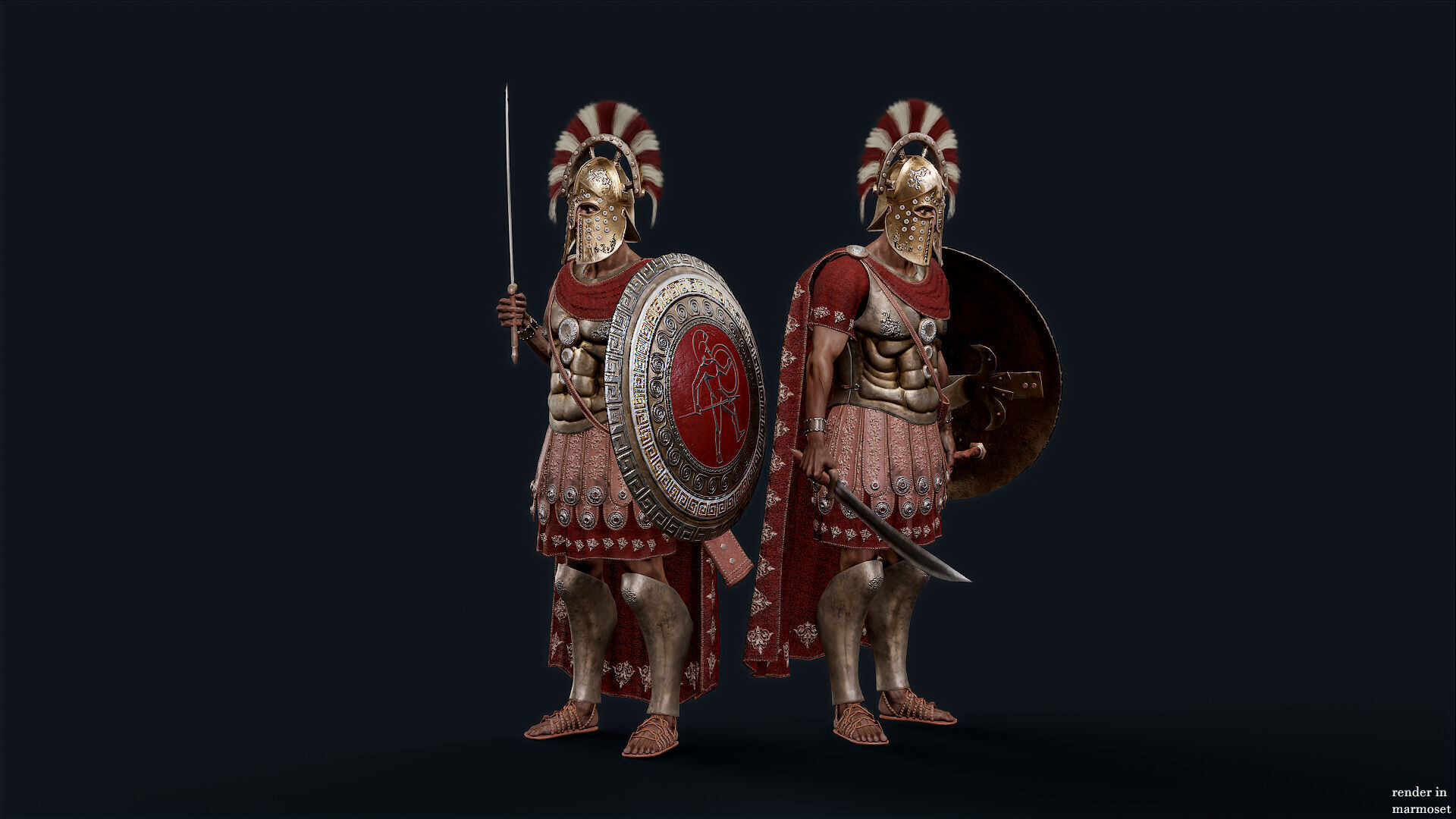 Spartan Royal Guard D Low-poly 3D model_3